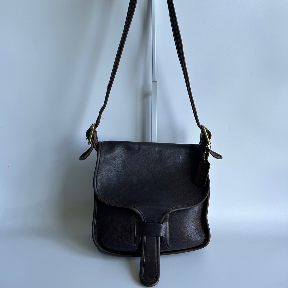 Coach‎ Courier 8920 Dark Brown Glove-tanned Leather Shoulder Bag Good